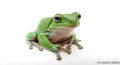Bright Green Tree Frog with Large Black Eyes on a White Background amphibian Royalty Free Stock Photo
