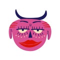 Vibrant bright Strange lovely Halloween Demon. Character with devil face. Royalty Free Stock Photo