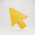 Bright Yellow 3D Cursor Arrow Icon Floating Against a Softly Lit White Background with Subtle Shadow Royalty Free Stock Photo