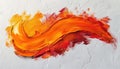 A vibrant brush stroke of red and orange paint on a white canvas Royalty Free Stock Photo