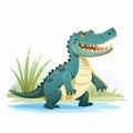 Vibrant Brushwork: Captivating Cartoon Alligator Illustration