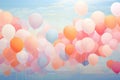 A vibrant bunch of balloons gracefully floating in the air, creating a joyful and celebratory atmosphere, Balloons of various