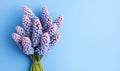 Vibrant bunch purple hyacinths against a vivid blue backdrop. AI Generative