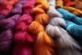 Vibrant bundles of yarn in various textures and hues, symbolizing the diversity of textiles in the industry. Generative Ai Royalty Free Stock Photo