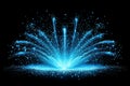 A vibrant burst of blue particles radiates from the core, scattering glowing trails and dust in every direction Royalty Free Stock Photo