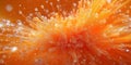 Vibrant burst of orange bubbles creating a dynamic underwater scene with energy and movement Royalty Free Stock Photo