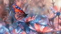 Vibrant butterfly on a bed of flowers