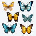 Vibrant Butterfly Collection: Hyper-realistic 3d Illustrations On Transparent Background