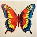 Vibrant Butterfly Print A Fusion Of Martin Creed And Ron Embleton\'s Style