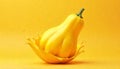 Vibrant butternut squash with juice splash on yellow background Royalty Free Stock Photo