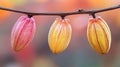 Vibrant cacao pods hanging from a branch Royalty Free Stock Photo