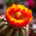 Vibrant Cactus Flower in Desert Garden