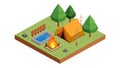 Vibrant campfire scene in nature, isometric flat vector, vector design Generative AI Royalty Free Stock Photo