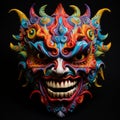 Vibrant Candy Chinese Mask: Grotesque, Macabre, And Colorful Comic Book Style