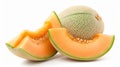 Vibrant Cantaloupe Melon in a Stunning Isolation on White Background -