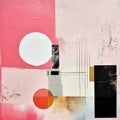 Abstract Painting On Paper: Pink, Black, And White With Erik Jones Style Royalty Free Stock Photo