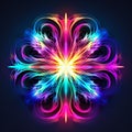Vibrant Neon Abstract Flower: Cosmic Symbolism In Ornate Design
