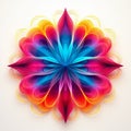 Vibrant Neon Colors Abstract Flower Paper Art With Symmetrical Pattern