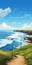 Lively Coastal Landscapes: Beautiful 2d Illustration Of Bude, Cornwall