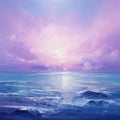 Lavender Symbolism Seascape Abstract Painting With Realistic Impressionism Style Royalty Free Stock Photo