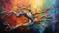 Abstract Autumn Tree: Large Canvas Oil Painting With Twisted Branches
