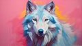 Bright Blue Wolf Speedpainting On Pink Background Royalty Free Stock Photo