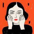 Plateau Illustration: A Captivating Female Fauvism Art By Jean Jullien Royalty Free Stock Photo