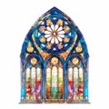 Stained glass window of the Church of St. Francis of Assisi on a white background