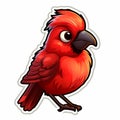 Vibrant Cardinal Mascot Sticker: Cute Cartoon Bird Art