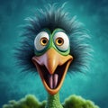 Vibrant Caricature: Animated Bird With Wide Open Mouth