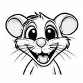 Vibrant Caricature Coloring Page: Joyful Mouse With Expressive Facial Expression Royalty Free Stock Photo