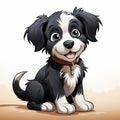 Vibrant Caricature Of A Cute Black And White Puppy