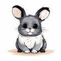 Vibrant Caricature: A Small Cartoon Chinchilla With Bold Character Designs