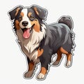 Vibrant Caricature Sticker Design With Gray And Amber Dog Image