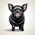 Vibrant Caricatures: The Black Pig In Avacadopunk Style