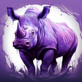 Vibrant Caricatures: A Highly Detailed Illustration Of A Purple Rhino In A Boulevard Hole