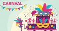 Vibrant Carnaval Illustration with Dancers, Masks, and Festive Elements Royalty Free Stock Photo