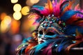 Vibrant Carnival Headpiece: Feathers, Sequins, and Jewels Royalty Free Stock Photo