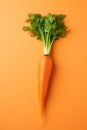 Vibrant Carrot on Orange Background AI Generated