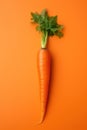 Vibrant Carrot on Orange Background AI Generated