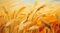 Vibrant Cartoon Abstraction: Detailed Wheat Field Painting