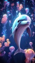 Vibrant Cartoon Dolphin for Kids. Generative AI