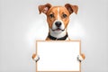 dog holding blank protest sign board cartoon illustration Royalty Free Stock Photo