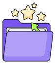 Quality File Folder with Stars and Upload Arrow Royalty Free Stock Photo