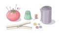 Essential Sewing and Crafting Tools Illustration Set Royalty Free Stock Photo