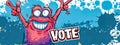 Vibrant cartoon monster promoting voting