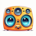 Vibrant Cartoon Music Speaker With Big Eyes - Kombuchapunk Inspired 2d Art Royalty Free Stock Photo