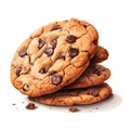 Vibrant Cartoon Realism: Chocolate Chip Cookies With Multilayered Dimensions