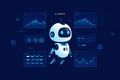 Cartoon robot character representing ai agents analyzing data and performing business analytics tasks Royalty Free Stock Photo