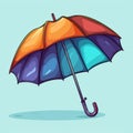 Vibrant Cartoon Umbrella Illustration On Blue Background